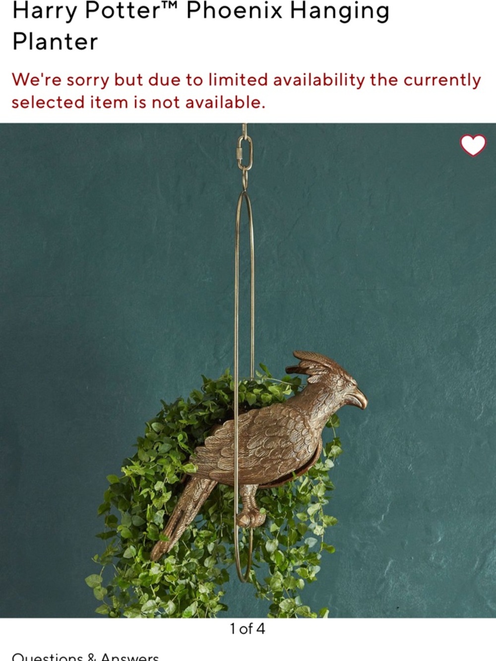 Pottery Barn Teen Harry Potter  Phoenix Hanging Planter RARE - Picture 3 of 9